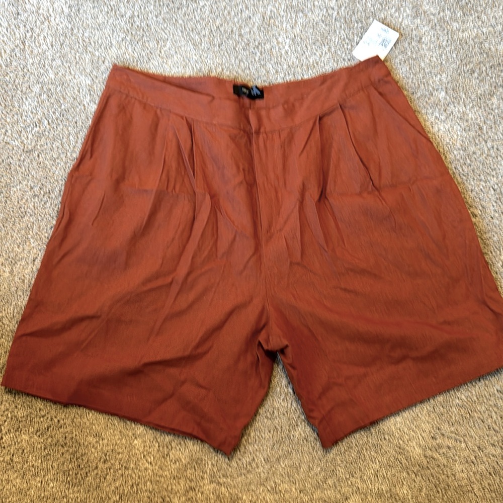 Linen Blend Bermuda Short, Clay, 2X